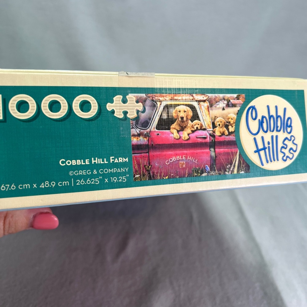 Cobble Hill Jigsaw Puzzle #57211 Golden Retriever Puppies Farm Truck 1000pc - Picture 5 of 12
